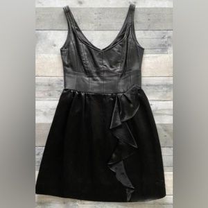 Nanette Lepore Black Leather & Silk Bustier Dress
